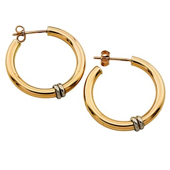 9ct Gold 2-Tone 2.9g Hoop Earrings